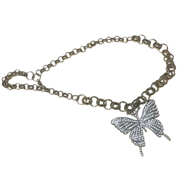 Women’s Boot chain, Silver tone Sorkly Butterfly. 14” Brand New Homemade NWT - Picture 6 of 7